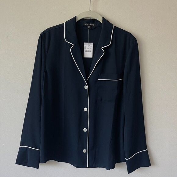J.Crew Factory Piped Pajama Blouse Shirt - Picture 4 of 6